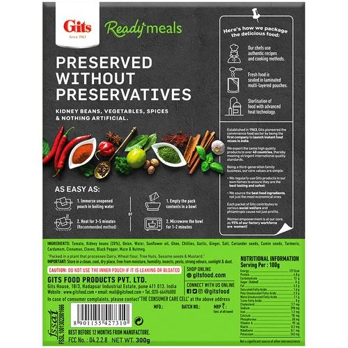 Gits Ready To Eat - Rajma Masala, 300 g Carton-2.webp